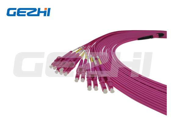 kaufen MPO-Frau zu Ausbruch-Kabel 8 LC UPC Duplex-OM4 12 24 Kern-Lichtwellenleiter-Faser-Optikverbindungskabel online manufacture