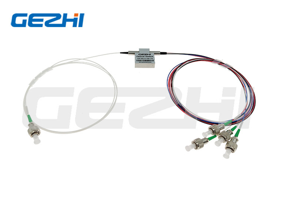 Niedriger Einsetzverlust 1x4 T-Type mechanischer optischer Schalter Glasfaserschalter 1550nm Einzelmodus LC/UPC ohne Verriegelung